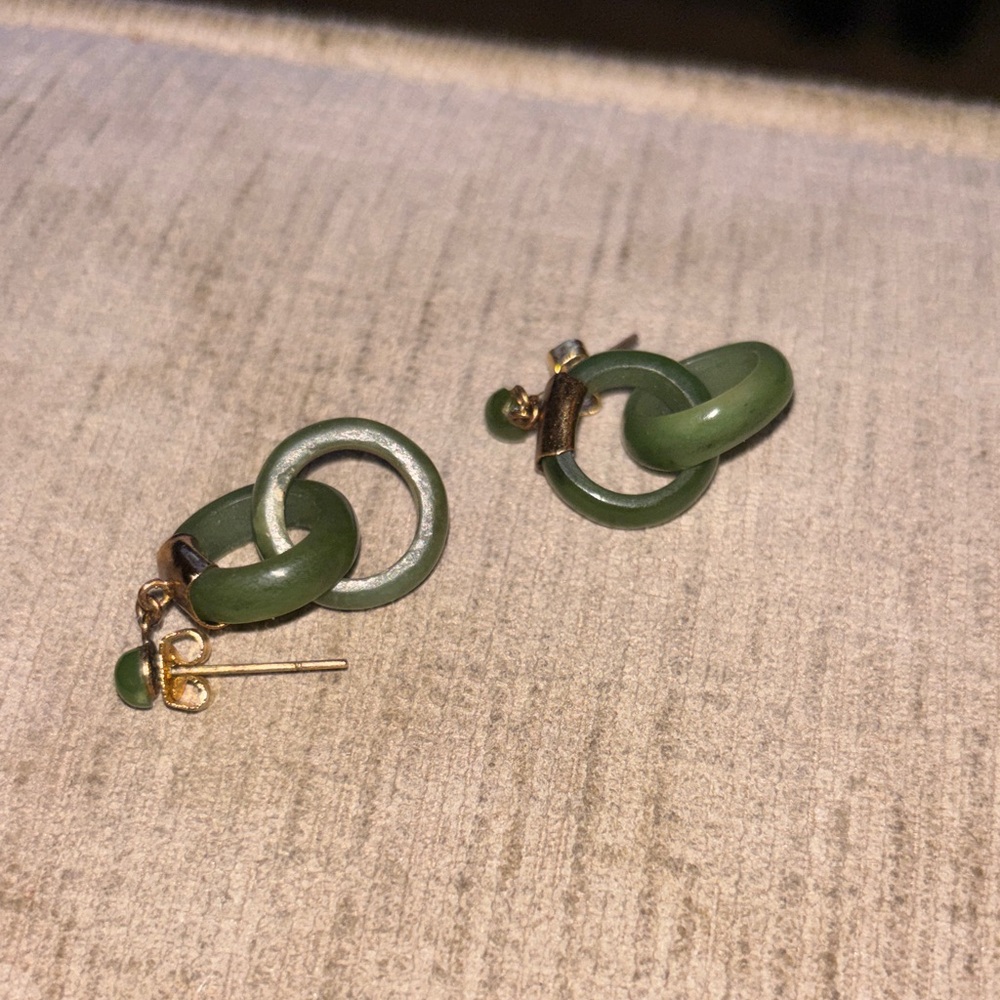 Elegant Green and Gold Earrings